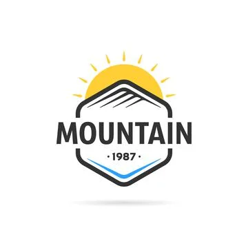 Mountain in hexagon template logo Stock Illustration