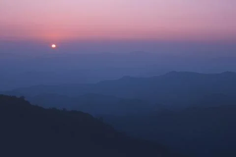 Mountain from the highest point of the sunset view. Stock Photos