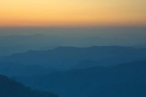 Mountain from the highest point of the sunset view. Stock Photos