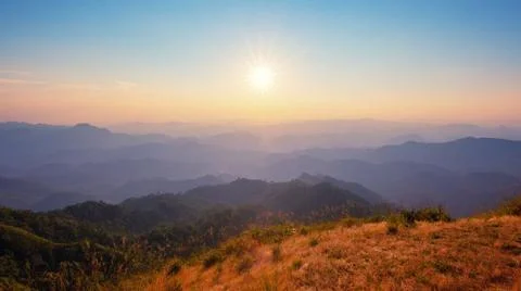 Mountain from the highest point of the sunset view. Foto stock
