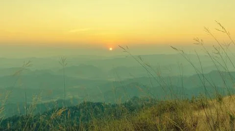 Mountain from the highest point of the sunset view. Stock Photos