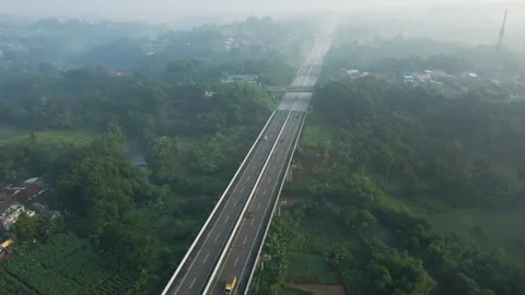 Mountain Highway Infrastructure Aerial Stock Footage 308996104