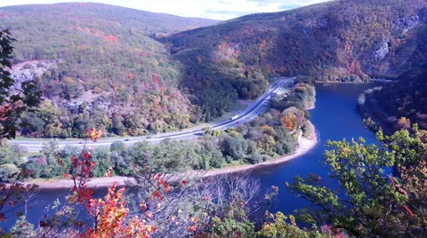 Mountain Highway by the River 4K Stock Footage 56183909