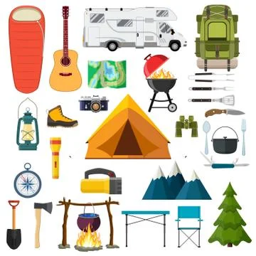 Mountain hike elements. Illustrazione stock