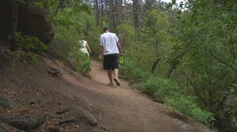 Mountain hikers on trail Stock Footage 2674176