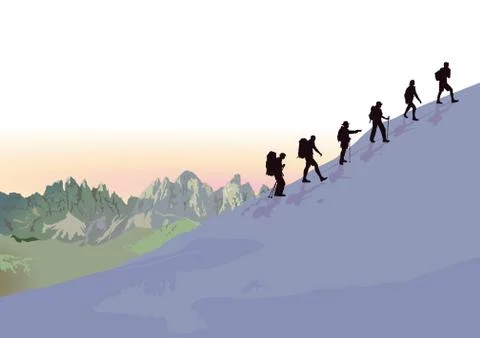 Mountain hiking in the group Stock Illustration