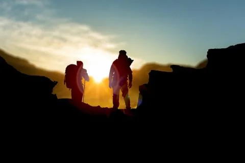 Mountain hiking Stock Photos