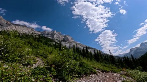 Mountain hiking trail in Alberta Stock Footage 282540690