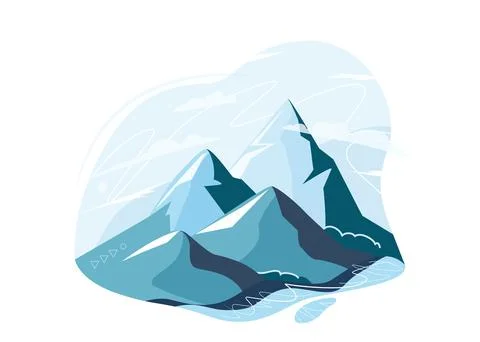 Mountain, hill and peak vector illustration isolated on white background. Nature Stock Illustration