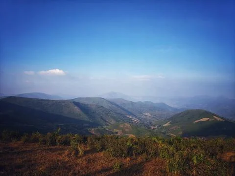 Mountain hill path road panoramic landscape Stock Photos