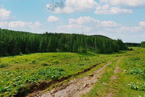 Mountain hill path road panoramic landscape 스톡 사진
