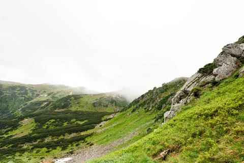 Mountain hill path road panoramic landscape Foto stock