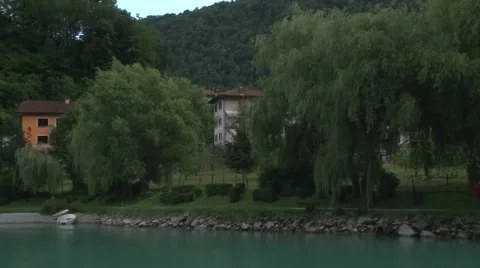 Mountain home record with a clean river Video stock 61325406