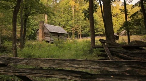 Mountain homestead, dolly left Stock Footage