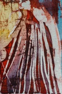 Mountain, hot batik, background texture, handmade on silk Stock Illustration