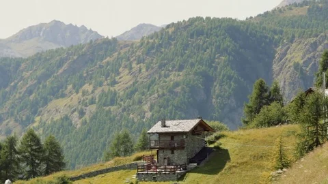 Mountain House in the Alps Stock Footage 74761183