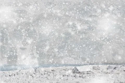 Mountain house and snowfall copy space Stock Photos