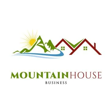 Mountain with House Icon Logo Design Template Stock Illustration