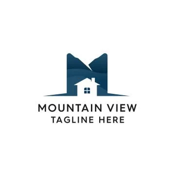 Mountain House with M shape Gradient Logo Stock Illustration
