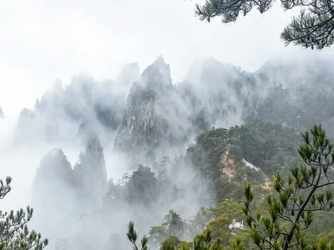 Mountain Huangshan, Anhui, China. Stock Footage