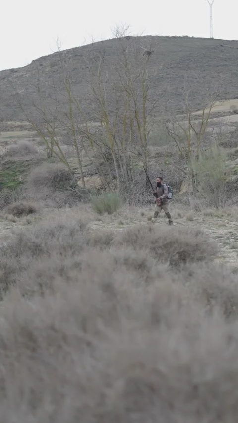 On a mountain a hunter walks Stock Footage 271608985