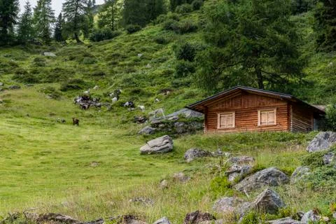 Mountain hut and clouds three Stock Photos