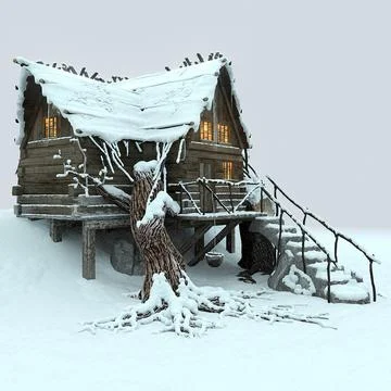 3D Model: Mountain Hut Snowy ~ Buy Now #91423673 | Pond5