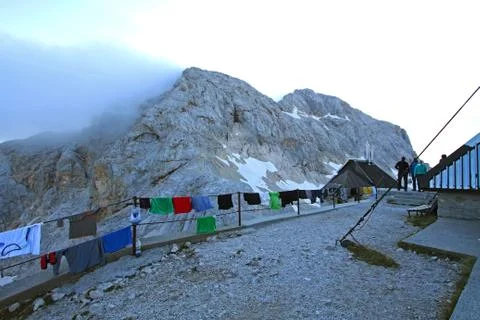 Mountain hut on Triglav Stock Photos