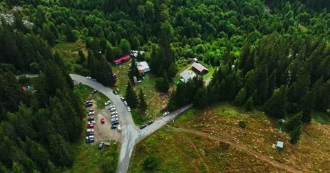 Mountain Huts Large Group Gathering Team Activities School Work Sports Relaxing Video stock 300446859