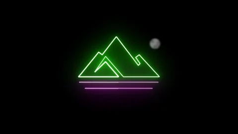Mountain Icon Animation with Moon night Mood: Vibrant Travel Inspiration. Stock Footage 282576660