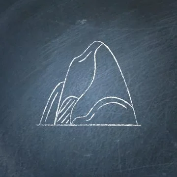Mountain icon on chalkboard Stock Illustration