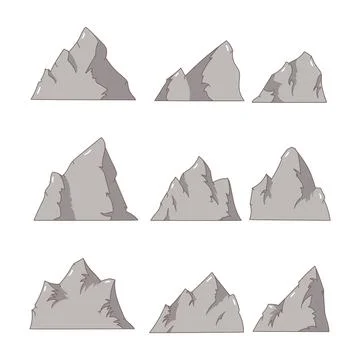 Mountain icon collection. flat style elements. cartoon isolated illustration Illustrazione stock