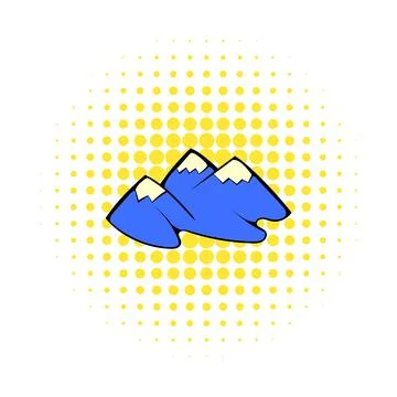 Mountain icon in comics style Stock Illustration