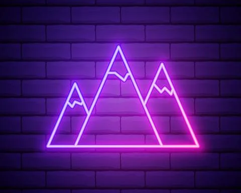 Mountain icon. Elements of startups in neon style icons. Simple icon for webs Stock Illustration