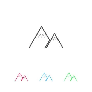 Mountain icon flat. Stock Illustration