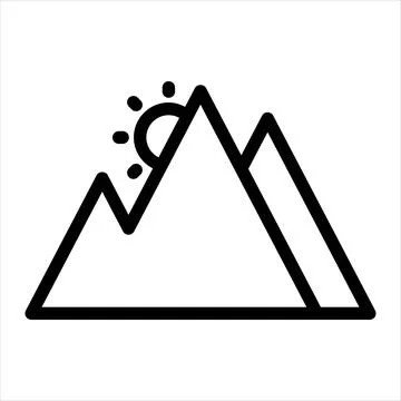 Mountain icon line art style. Isolated on white background Stock Illustration