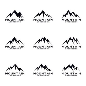Mountain Icon Logo Design Set Stock Illustration