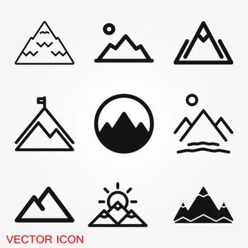 Mountain icon logo, illustration, vector sign symbol for design Stock Illustration