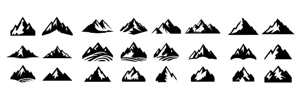 Mountain icon set vector on white background イラスト素材