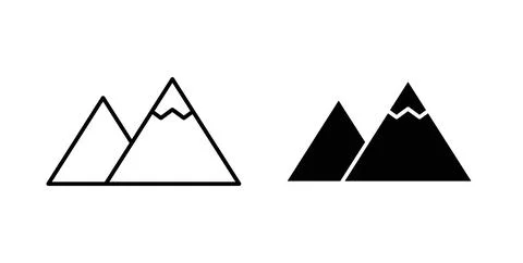 Mountain icon. Style is flat and line symbol Stock Illustration