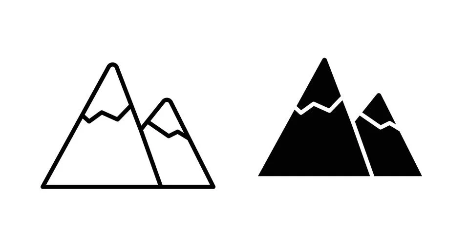 Mountain icon thin line and clipart style vector set イラスト素材