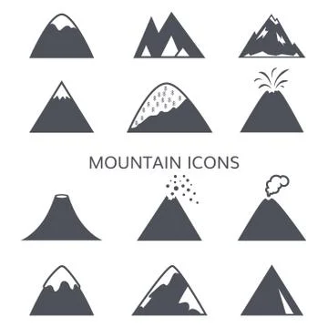 Mountain icons set Stock Illustration