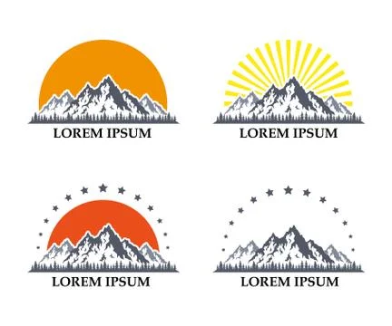 Mountain icons set Stock Illustration