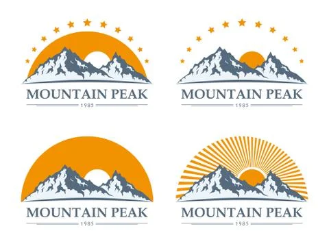 Mountain icons set Stock Illustration