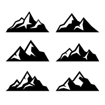 Mountain Icons Set on White Background. Vector Иллюстрация