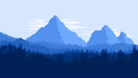 Mountain Illustration in Blue Stock Illustration