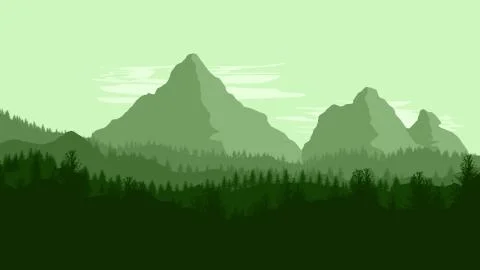Mountain Illustration in Green Stock Illustration