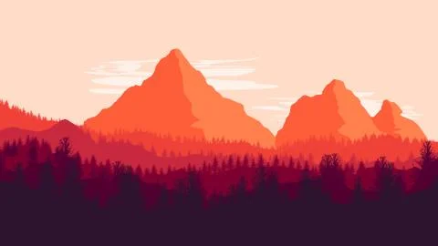 Mountain Illustration in Orange Stock Illustration