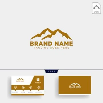 Mountain initial M logo template and business card design Stock Illustration