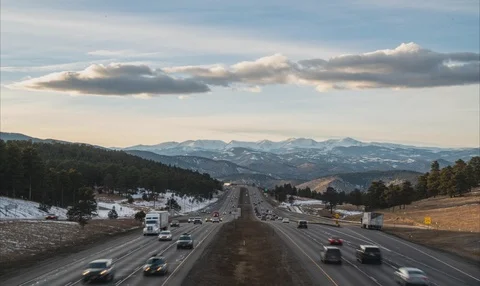 Mountain Interstate Traffic Time Lapse Video stock 105413894